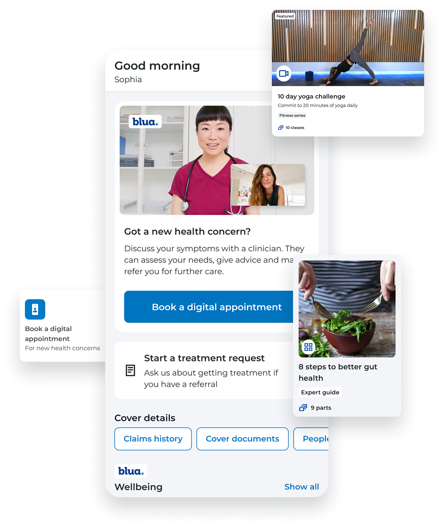 This image shows the look of the MyBupa app